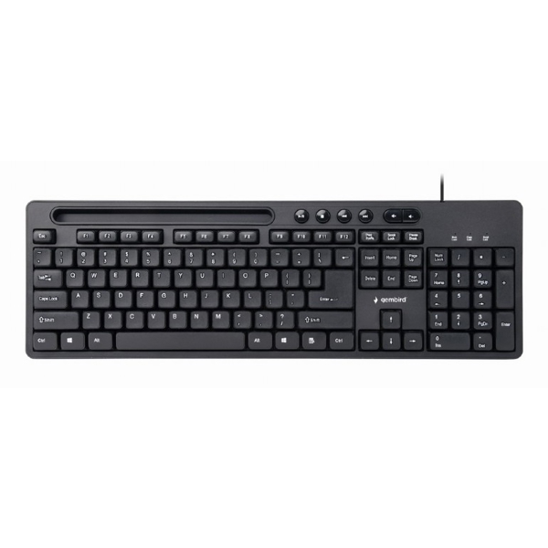 კლავიატურა  Gembird KB-UM-108, Wired keyboard, with phone stand, Black