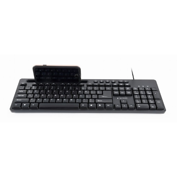 კლავიატურა  Gembird KB-UM-108, Wired keyboard, with phone stand, Black