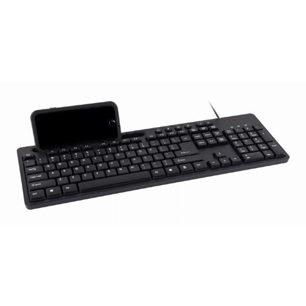 კლავიატურა  Gembird KB-UM-108, Wired keyboard, with phone stand, Black