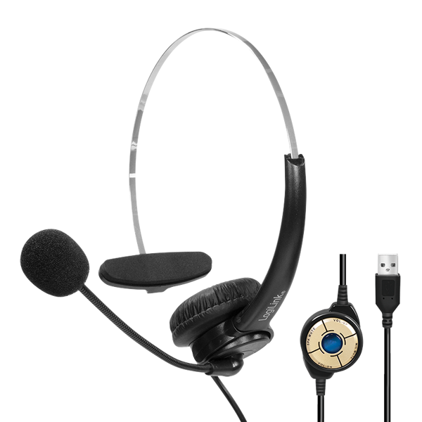 ყურსასმენი Logilink HS0056, Wired Mono Headset, USB, Black