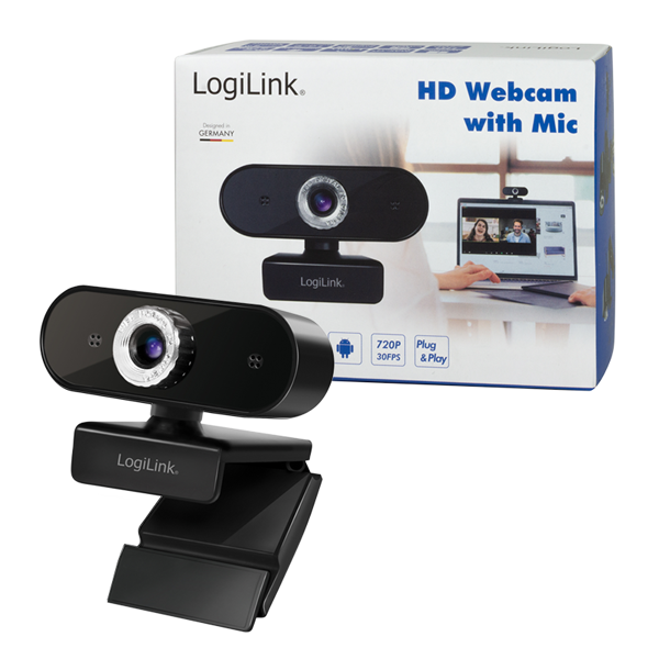 Logilink UA0368, HD Webcam, USB 2.0, 1280 x 720, Black