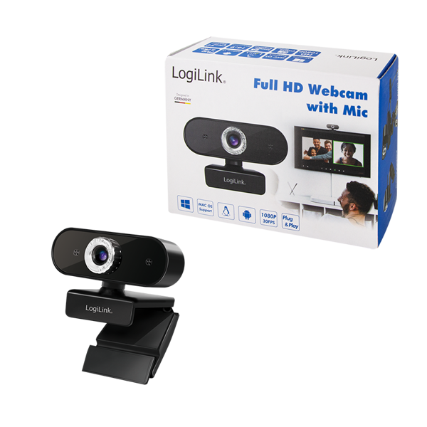 Logilink UA0371, FHD Webcam, USB 2.0, 1920x1080p, Black