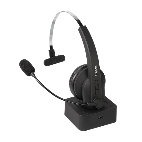 ყურსასმენი LogiLink BT0059, Wireless, Mono Headset, Bluetooth, With Charging Stand, Black