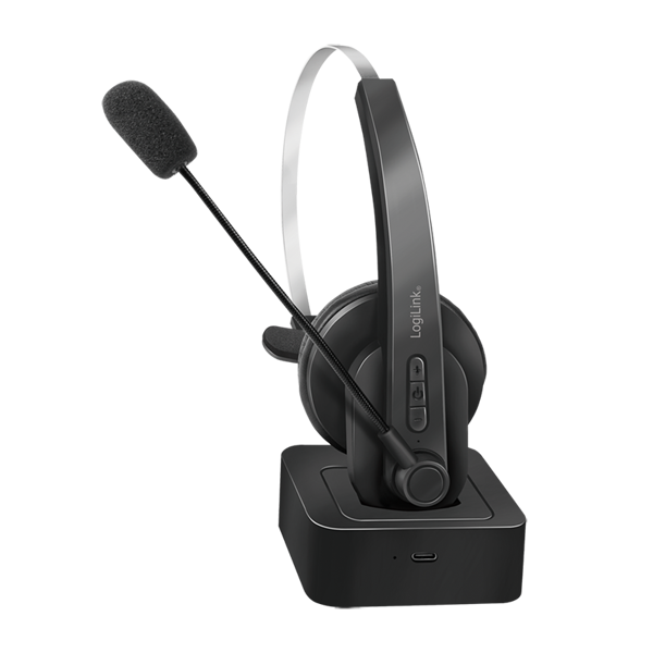 ყურსასმენი LogiLink BT0059, Wireless, Mono Headset, Bluetooth, With Charging Stand, Black