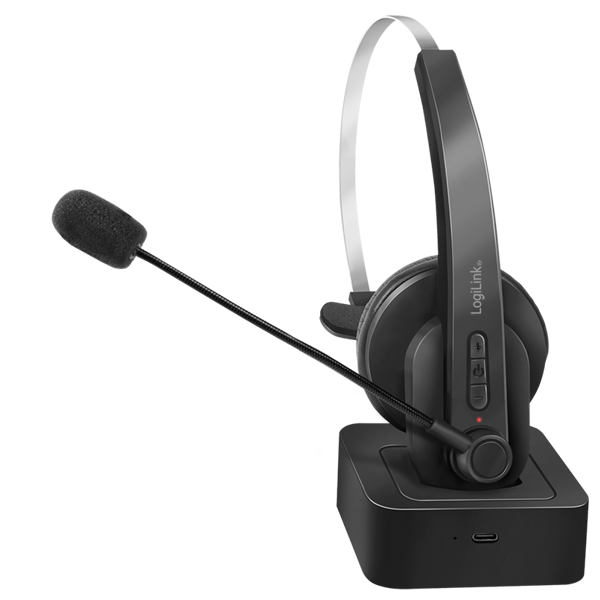 ყურსასმენი LogiLink BT0059, Wireless, Mono Headset, Bluetooth, With Charging Stand, Black