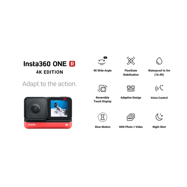 ექშენკამერა Insta360 CINAKGP/C ONE R, 4K, Wifi, USB,  Action Camera, Black/Red