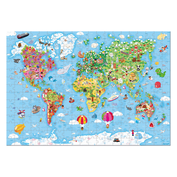 ასაწყობი ფაზლი მსოფლიო რუკა Janod J02656 World Giant Puzzle 300 pcs