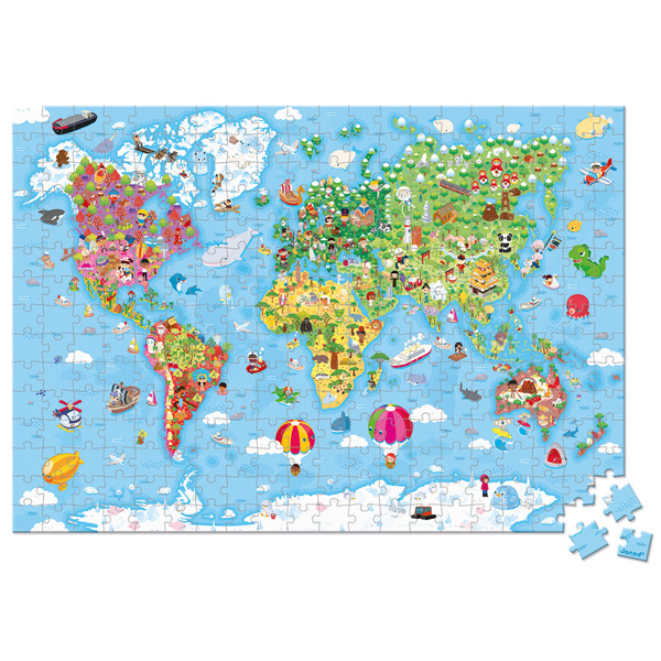ასაწყობი ფაზლი მსოფლიო რუკა Janod J02656 World Giant Puzzle 300 pcs