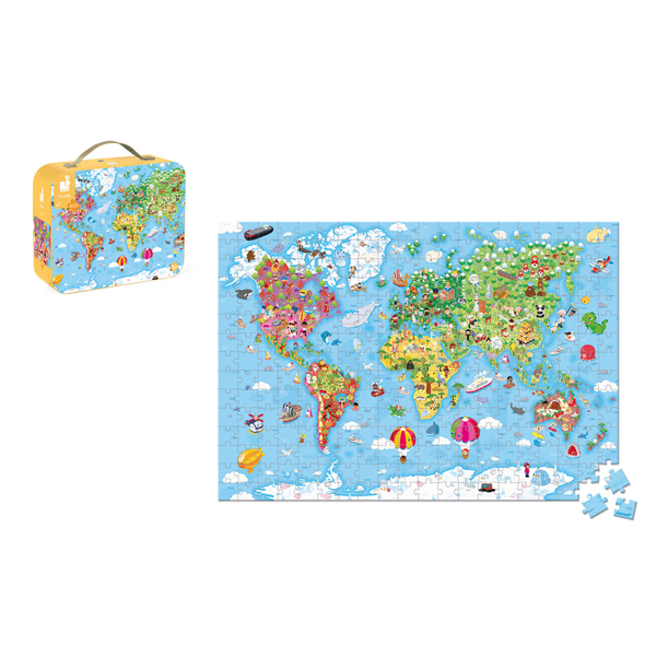 ასაწყობი ფაზლი მსოფლიო რუკა Janod J02656 World Giant Puzzle 300 pcs