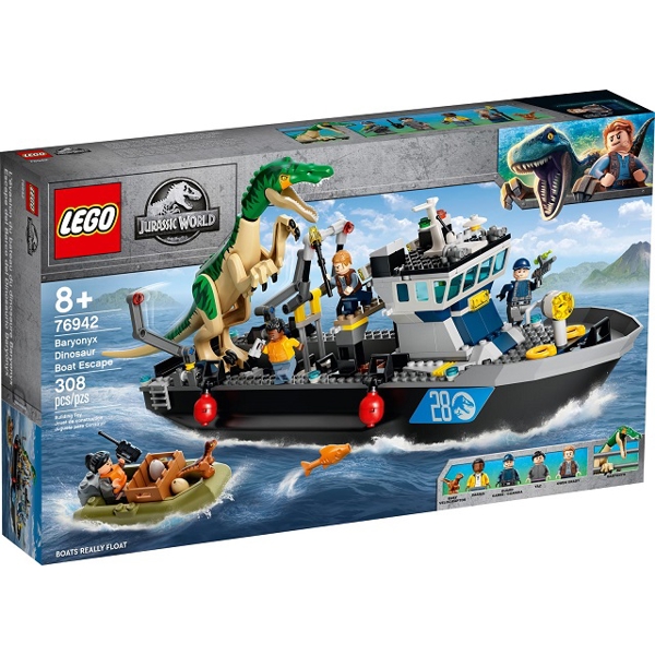 ასაწყობი გემი Lego 76942, Jurassic World Baryonyx Dinosaur Boat Escape