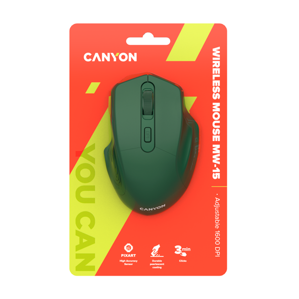 მაუსი Canyon CNE-CMSW15SM, Wireless Mouse, Olive