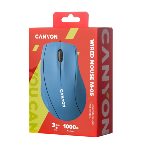 მაუსი Canyon CNE-CMS05BX, Wired Mouse, Light Blue