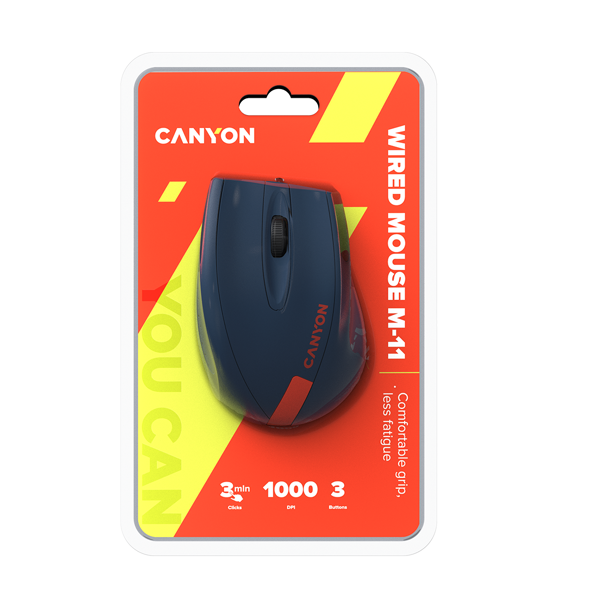 მაუსი Canyon CNE-CMS11BR, Wired Mouse, Blue/Red