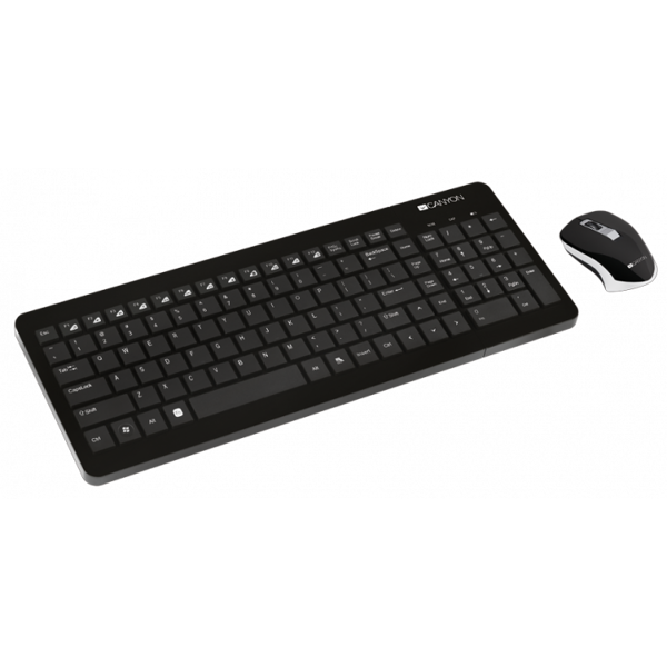 კლავიატურა+მაუსი Canyon CNS-HSETW3-RU, Wireless Keyboard and Mouse, Black