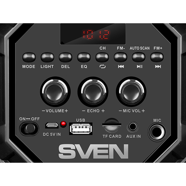 დინამიკი Sven PS-550, LED-display, Wireless Speaker, Bluetooth, USB, microSD, FM radio, Karaoke, Black