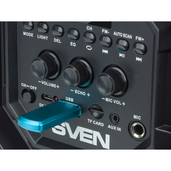 დინამიკი Sven PS-550, LED-display, Wireless Speaker, Bluetooth, USB, microSD, FM radio, Karaoke, Black