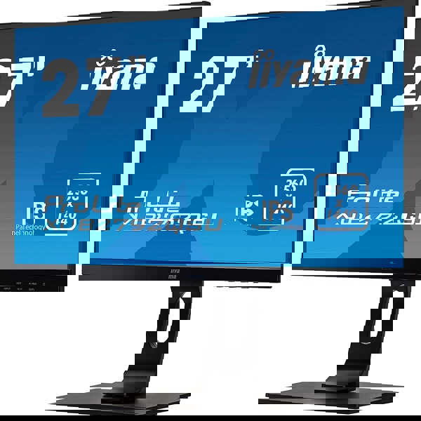 მონიტორი Iiyama XUB2792QSU-B1 ProLite Monitor, LCD 27" WQHD, IPS, DVI, HDMI, DP, USB-Hub, Black