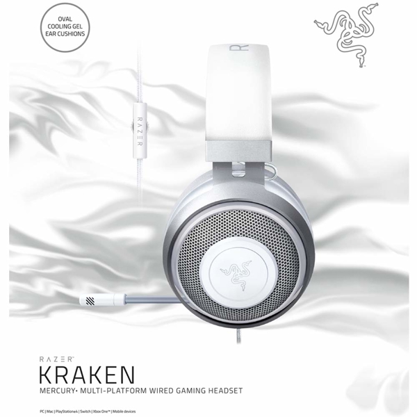 ყურსასმენი Razer RZ04-02890300-R3M1 Kraken X Mercury Wired Gaming Headset, 3.5mm, White