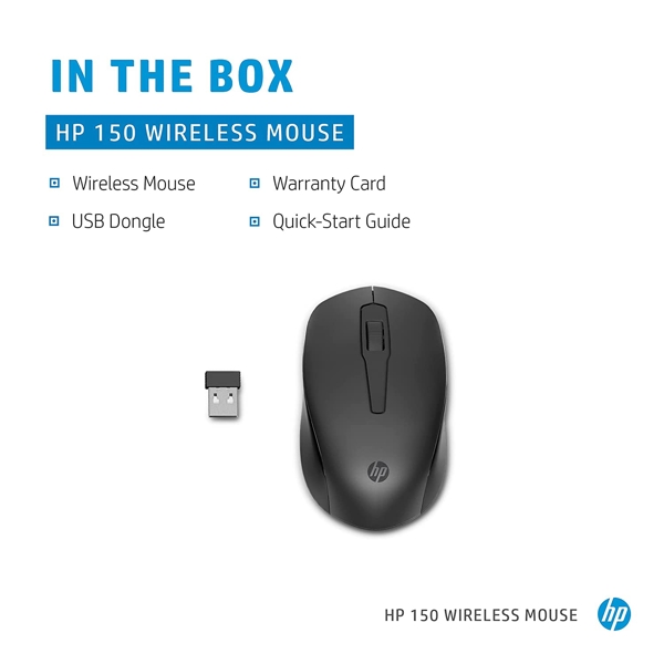 HP 2S9L1AA 150, Wireless Mouse, USB, Black