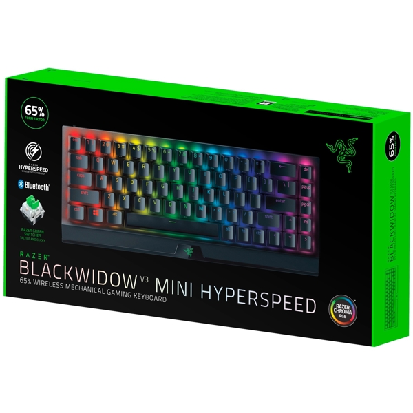 კლავიატურა Razer RZ03-03891600-R3R1 BlackWidow V3 Mini HyperSpeed Gaming Keyboard, Green Switch, BT, USB, RGB, Black