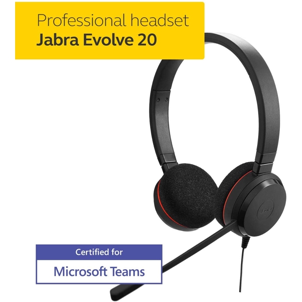 ყურსასმენი Jabra 4999-823-189 EVOLVE 20 Stereo, Wired Headset, USB-C, Black