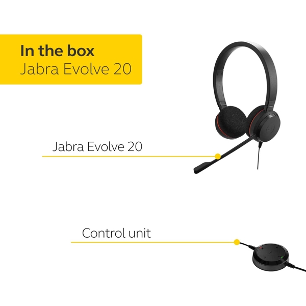 ყურსასმენი Jabra 4999-823-189 EVOLVE 20 Stereo, Wired Headset, USB-C, Black