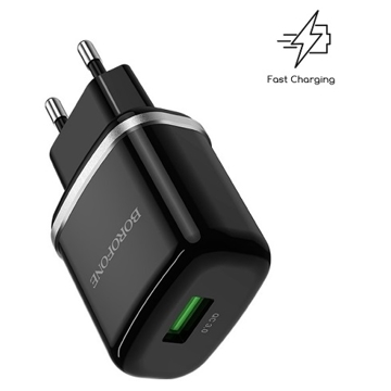 დამტენი Borofone BA36A QC3.0/QC2.0 18W USB Fast Black