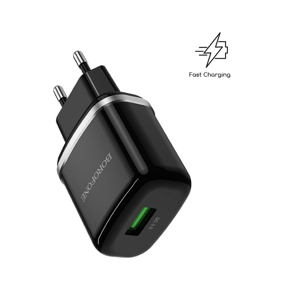 დამტენი Borofone BA36A QC3.0/QC2.0 18W USB Fast Black