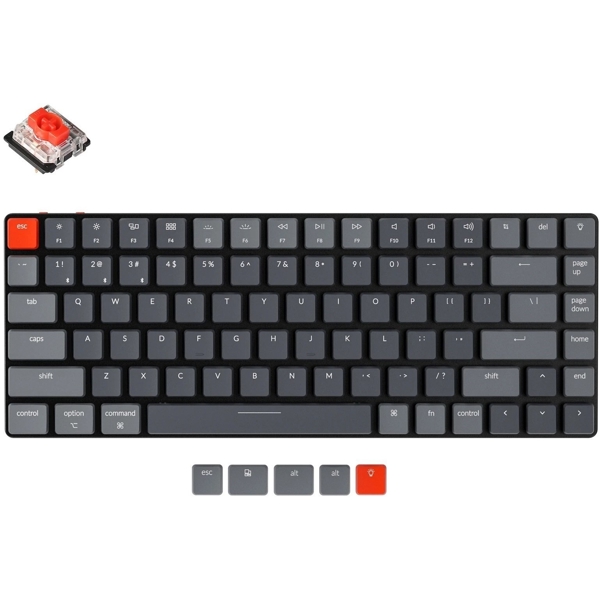 კლავიატურა Keychrone K3A1, Wireless, Mechanical Keyboard, Switch Red, White LED, Black