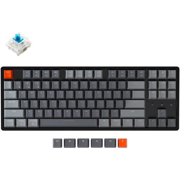 კლავიატურა Keychron K8J2, Wireless, Mechanical Keyboard, Switch RGB Blue, Black