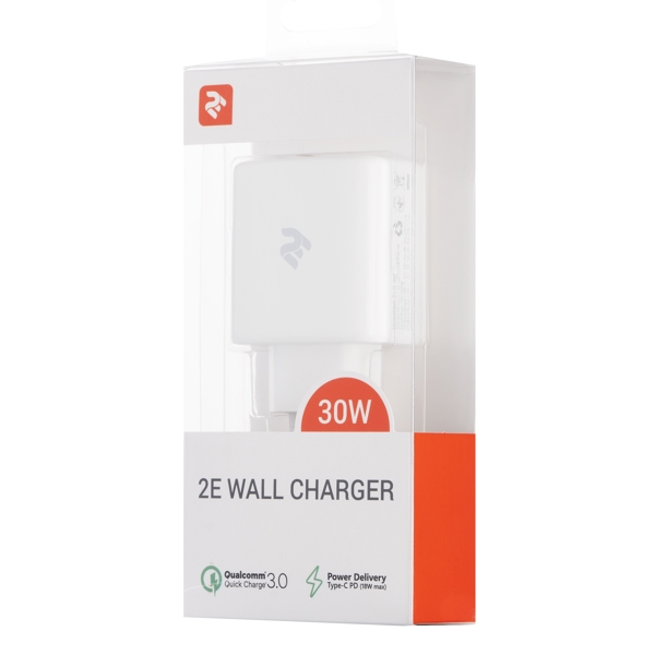 დამტენი 2E WC2USB30W-W Network ZP USB Wall Charger QC, PD, Max 30W, White