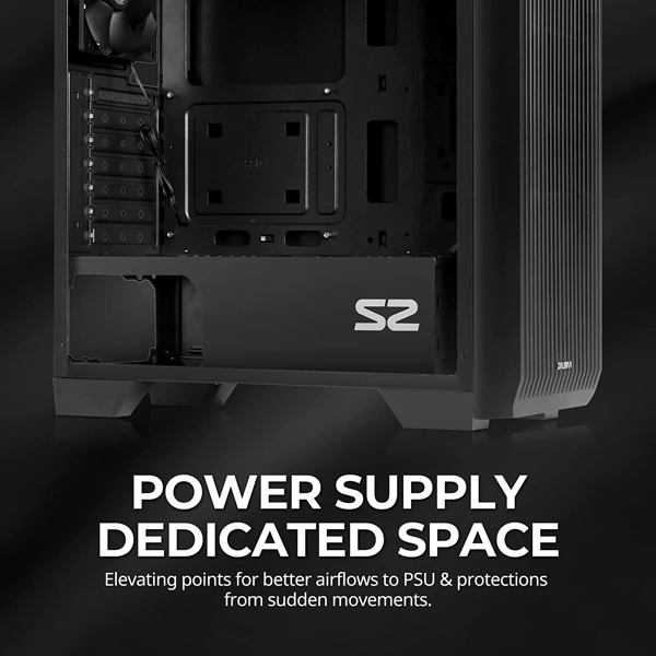 Zalman S2 TG, ATX Mid Tower Computer Case, Black