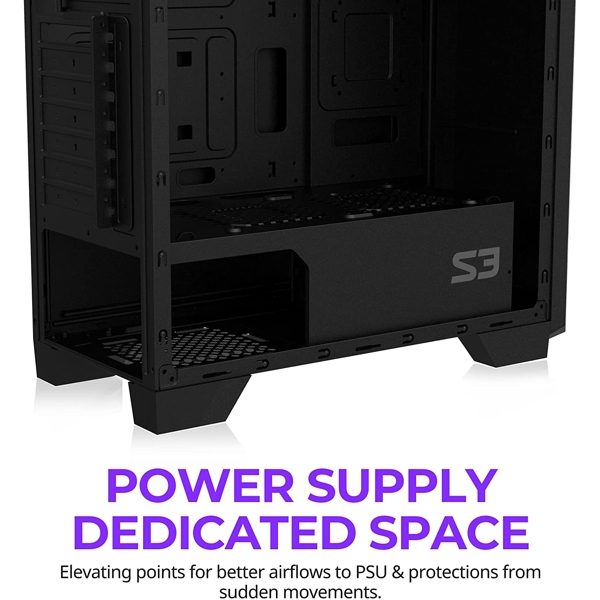 ქეისი Zalman S3 TG, ATX Mid-Tower Computer Case, Black