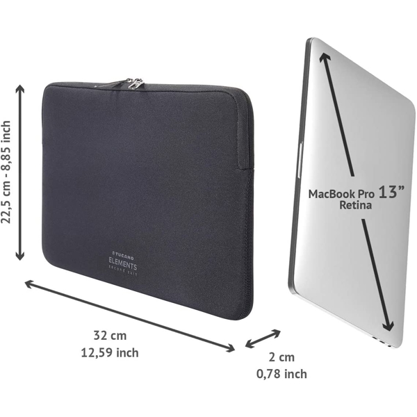 ნოუთბუქის ჩანთა Tucano BF-E-MB13 ELEMENTS, 13", Second Skin For MacBook Air/Pro, Black