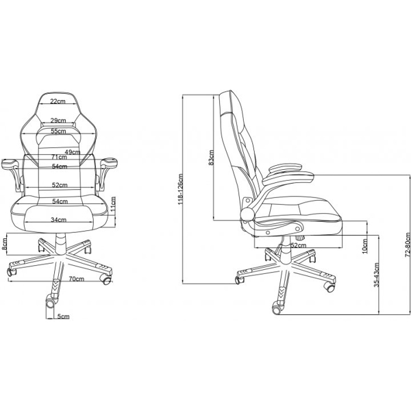 2E 2E-GC-HEB-BKWT Gaming Chair Hebi Black/White