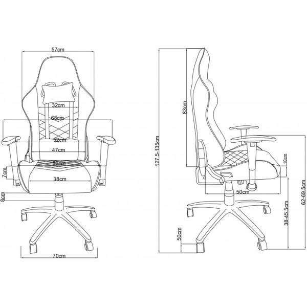 2E 2E-GC-BUS-GR Gaming Chair Bushido Dark Grey