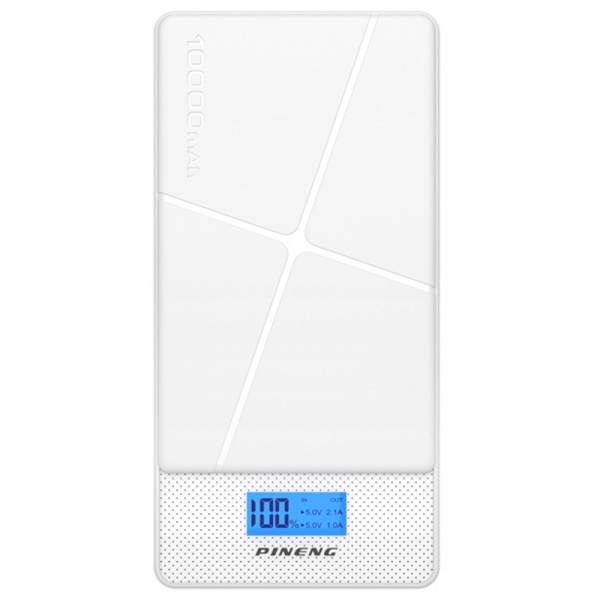 პორტატული დამტენი Pineng PN983S, 10000mAh, USB, Power Bank, White