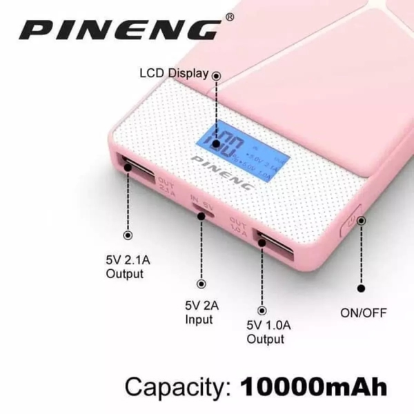 პორტატული დამტენი Pineng PN983S, 10000mAh, USB, Power Bank, pink