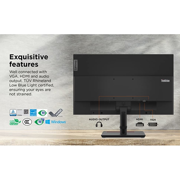 მონიტორი Lenovo S24e-20 ThinkVision, 23,8", FHD, VA, VGA, HDMI, Black