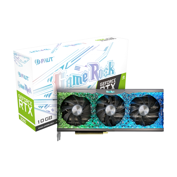 ვიდეო დაფა Palit RTX 3080 GameRock V1, 10GB, GDDR6X, 320bit, 3xDP, HDMI, ARGB 