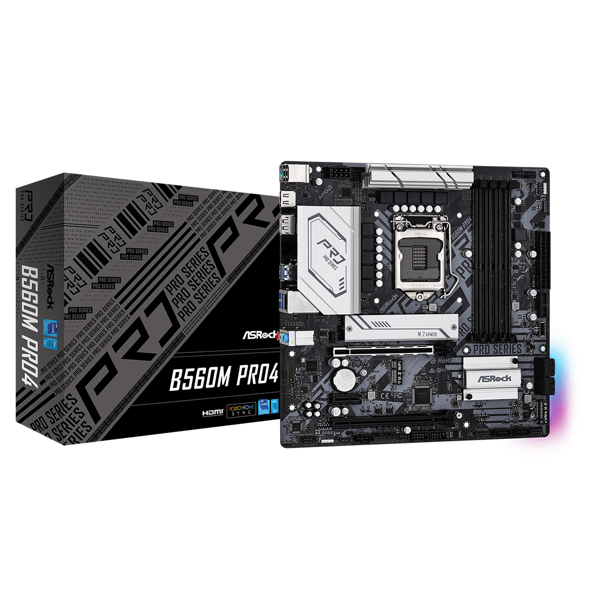 დედა დაფა ASRock B560M PRO4, DDR4 4800MHz, HDMI, DisplayPort, Intel Gigabit LAN