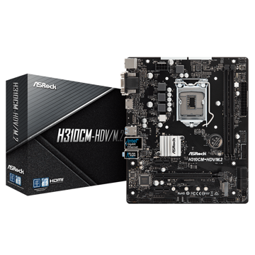 დედა დაფა ASRock H310CM-HDV/M.2, DDR4 2666, HDMI, DVI-D, D-Sub, Intel Gigabit LAN