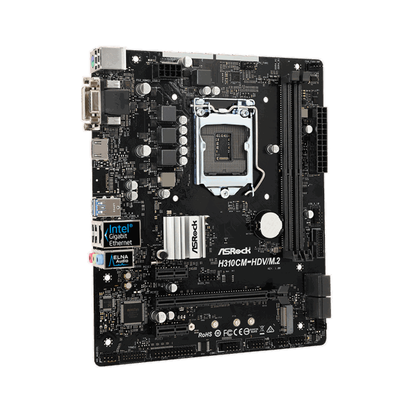 დედა დაფა ASRock H310CM-HDV/M.2, DDR4 2666, HDMI, DVI-D, D-Sub, Intel Gigabit LAN