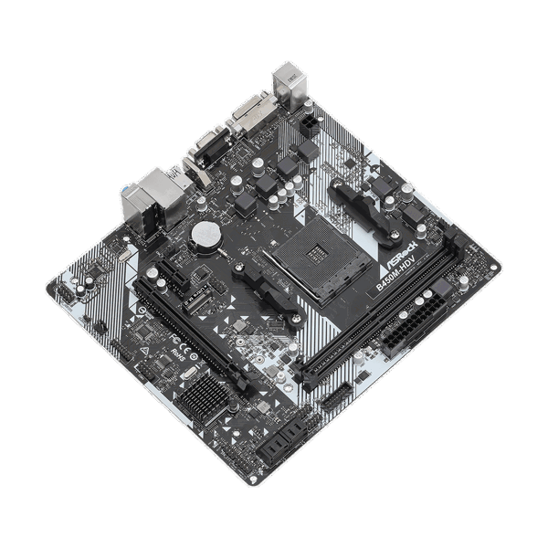 დედა დაფა ASRock  B450M-HDV R4.0, DDR4 3200+(OC), HDMI, DVI-D, D-Sub, Realtek Gigabit LAN