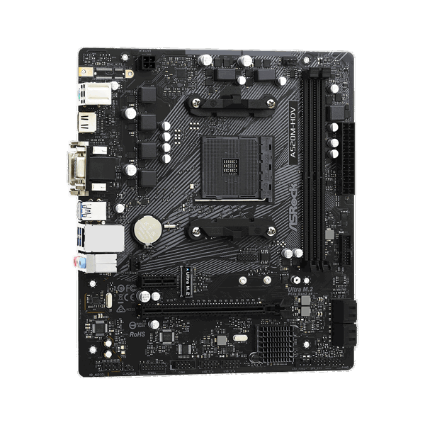 დედა დაფა ASRock A520M-HDV, DDR4 4733+ (OC), D-Sub, DVI-D, HDMI, Realtek Gigabit LAN