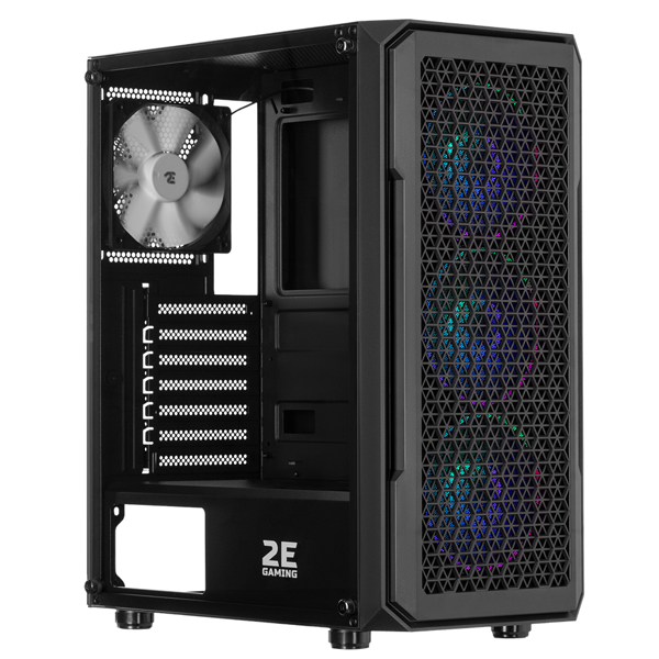 ქეისი 2E G338 HEXAGON, Mid-Tower, ARGB, Gaming PC Case, Black