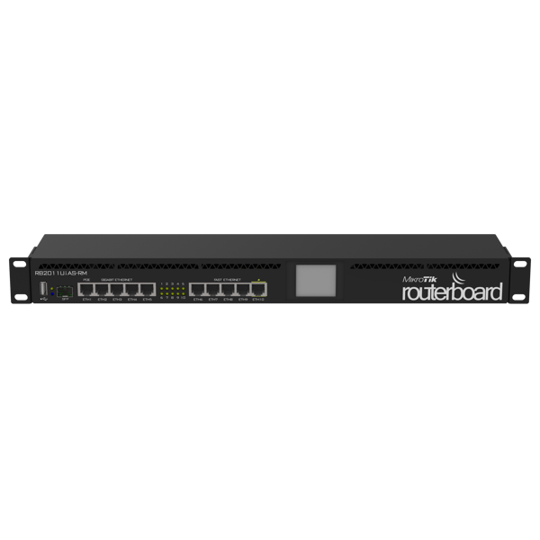 როუტერი MikroTik RB2011UiAS-RM, 5xEthernet, 5xGigabit Ethernet, USB, PoE out on port 10, 600MHz CPU, 128MB RAM