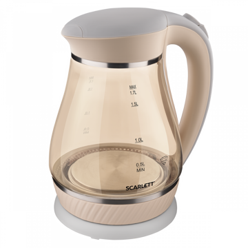 ელექტრო ჩაიდანი Scarlett SC-EK27G83, 2200W, 1.7L, Electric kettle, Beige 