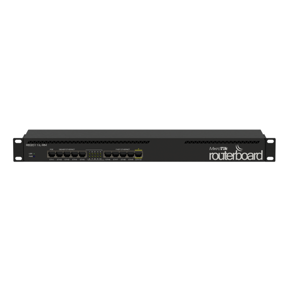 MikroTik RB2011iL-RM, 5xEthernet, 5xGigabit Ethernet, PoE out on port 10, 600MHz CPU, 64MB RAM