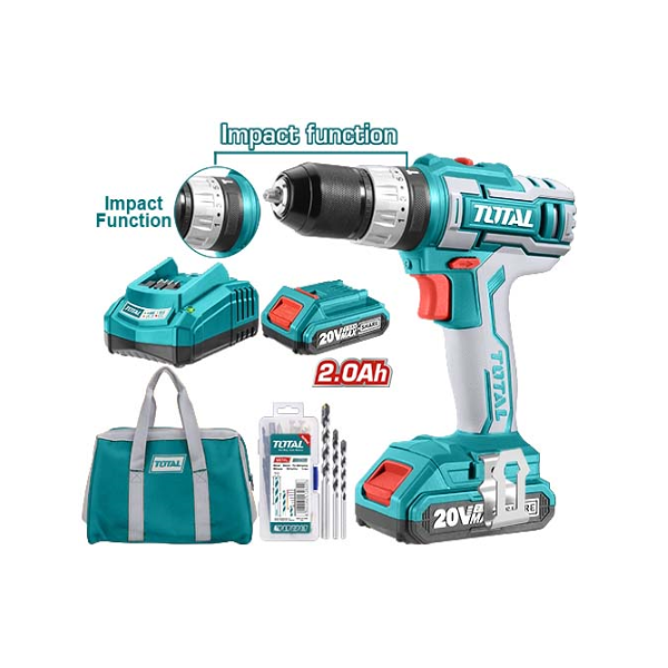 Total TIDLI2002, 20V, 1500Rpm, Impact Drill